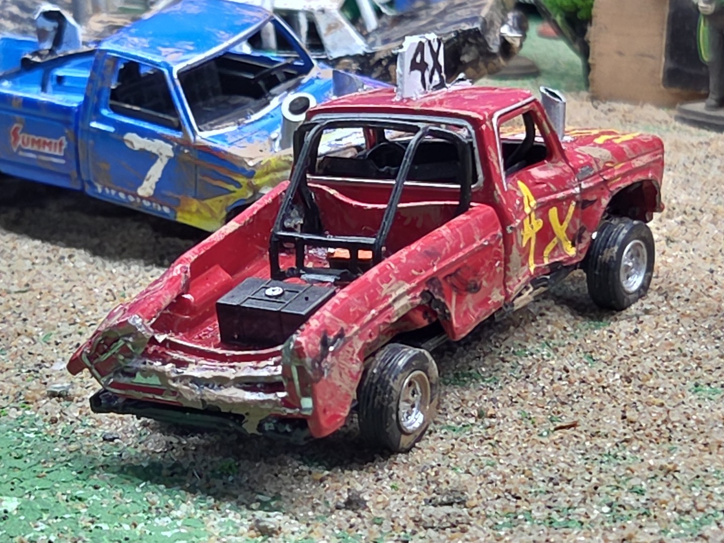DEMO DERBY CUSTOM DEMOLITION Truck #4X 1979 FORD F150 1/64 Junk Yard RANGER XLT