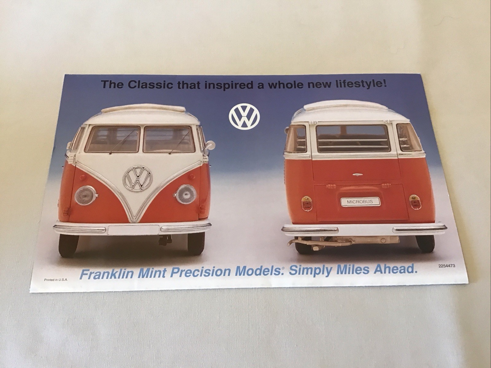 Franklin Mint 1962 Volkswagen Microbus Rare Brochure Paperwork Only 1:24
