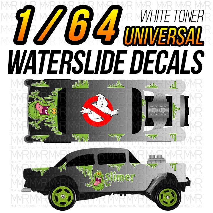 1/64 Scale SLIMER GHOSTBUSTER Custom White Toner Universal WaterSlide Decals Hot