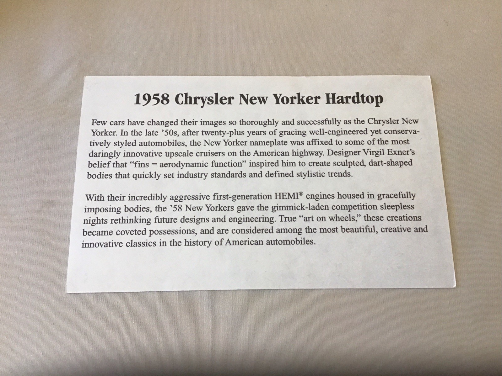 Danbury Mint 1958 Chrysler New Yorker Hardtop Blank Title Paperwork Only 1:24