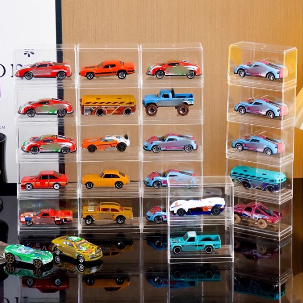 6/12x Clear Acrylic Display Case Storage Box For 1/64 Scale H-W Model Car