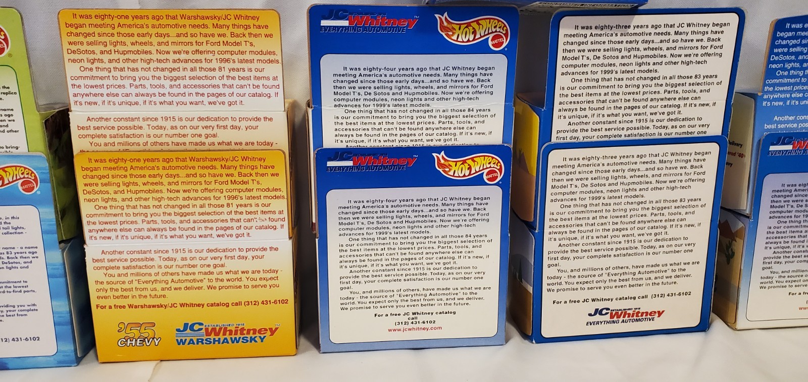 (15) 96-2000 HOT WHEELS JC WHITNEY LIMITED EDITIONS NMIB RARE/VTG/RARE NICE SET