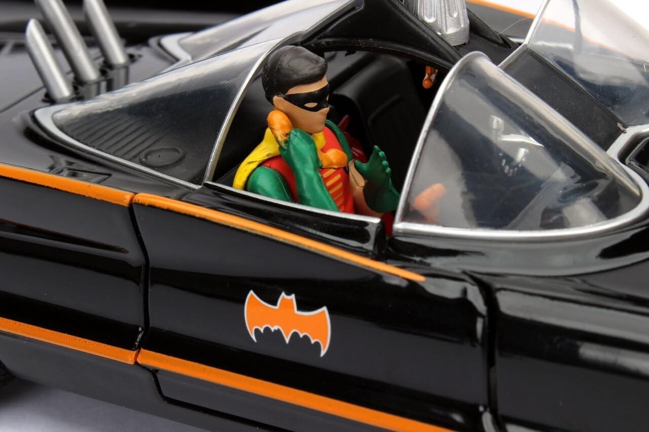 1966 Classic TV Batmobile Die-Cast Car with Batman Robin Figures Collectible