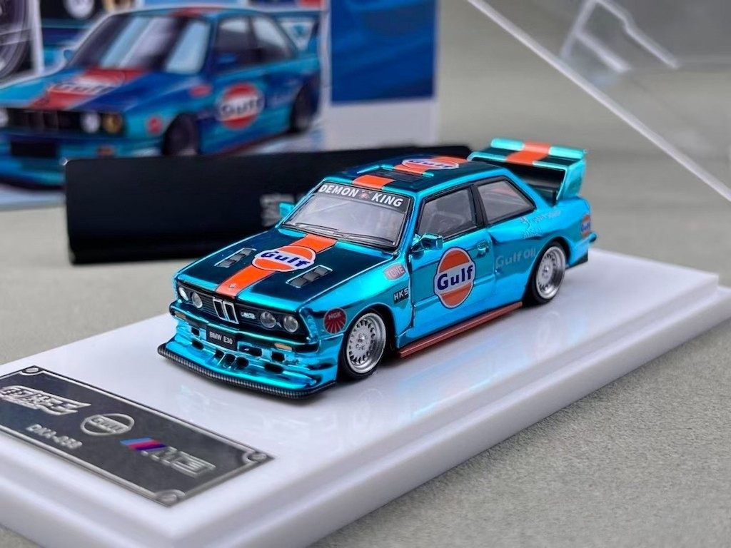 DK 1:64 Plating Blue Gulf M3 E30 Coupe Open Sports Diecast Model Car Collect New