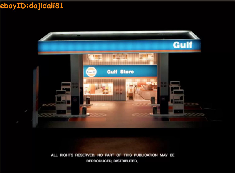 Diorama City Gas Station Model Car Garage LED Lighting 1/64 Scene Display Model