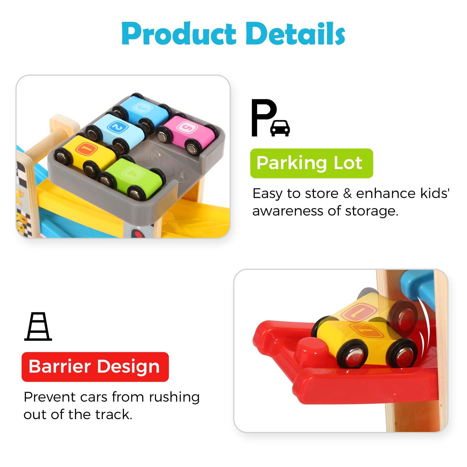 Belleur Montessori Toy for 1-3 Years Old Boys and Girls, Kid Race Track Car f…