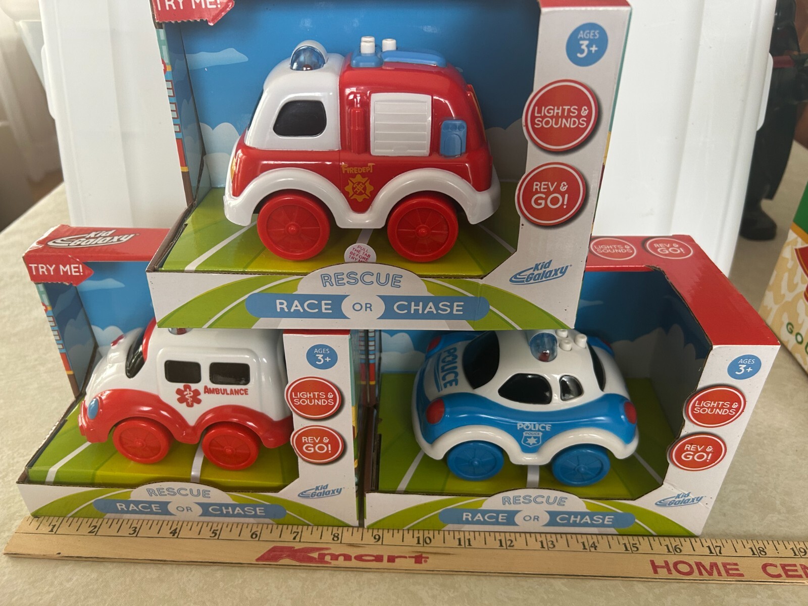 Lot of 3 – Kid Galaxy – Rescue Race Or Chase – Police/Fire/Ambulance – NIB