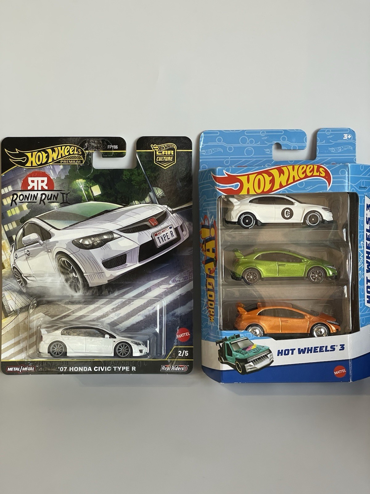 Hot Wheels Ronin Run Honda Civic Type R + CUSTOM 3 Pack (wheel swaps)