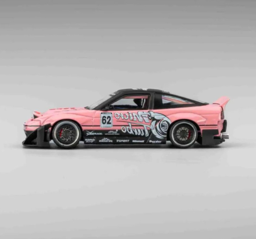 MT 1/64 NISSAN 180SX S13 Rocket W/Pop Up/Interior/Engine Die Cast Model -PINK-