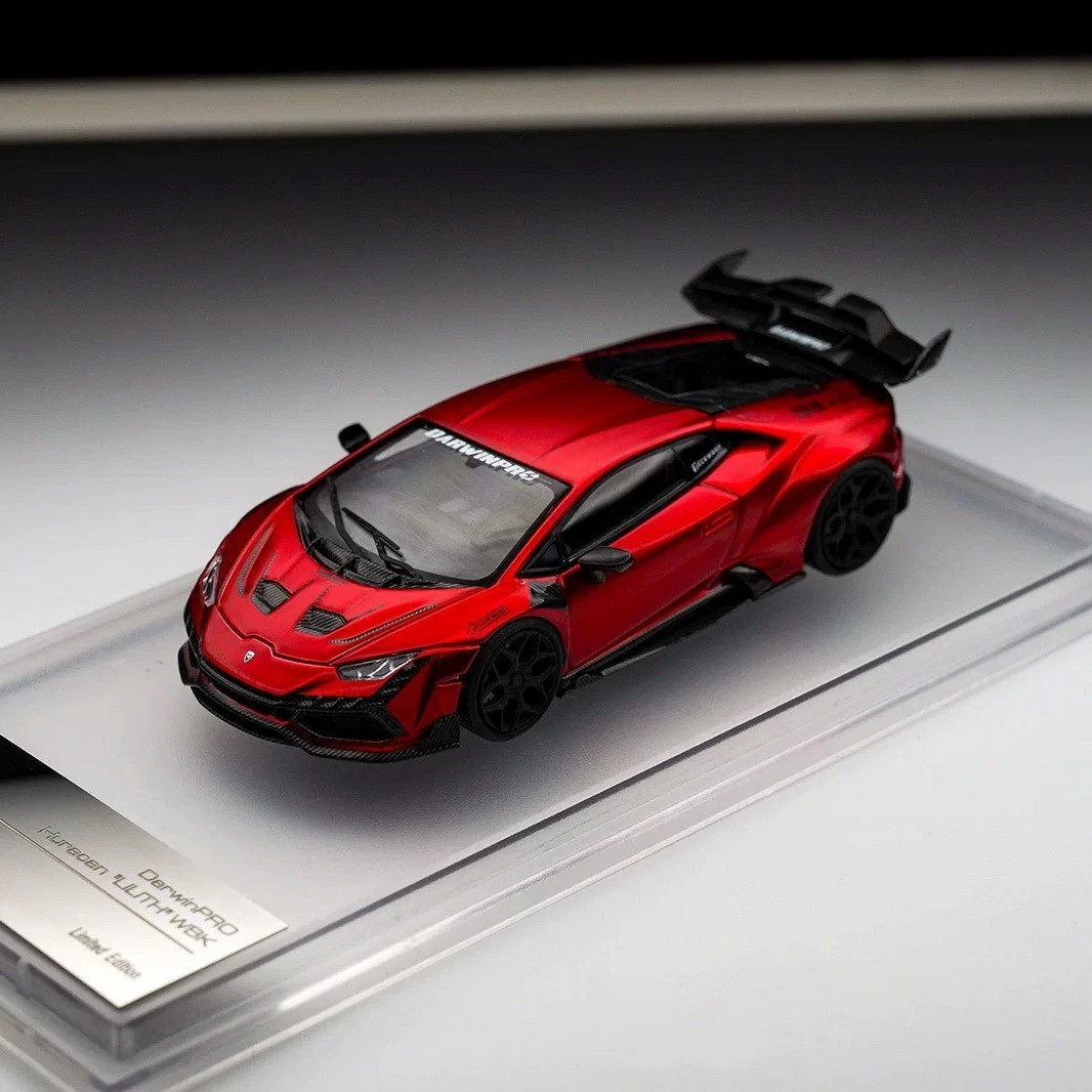 LAMBORGHINI HURACAN DARWIN PRO TRANSPARENT RED 1/64 DIECAST CAR BY KING MODEL KM