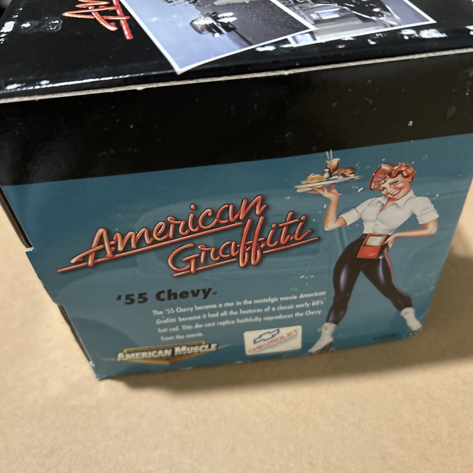 American Graffiti – 1955 Chevy black 1:18 scale ERTL diecast NEW In Box 2001