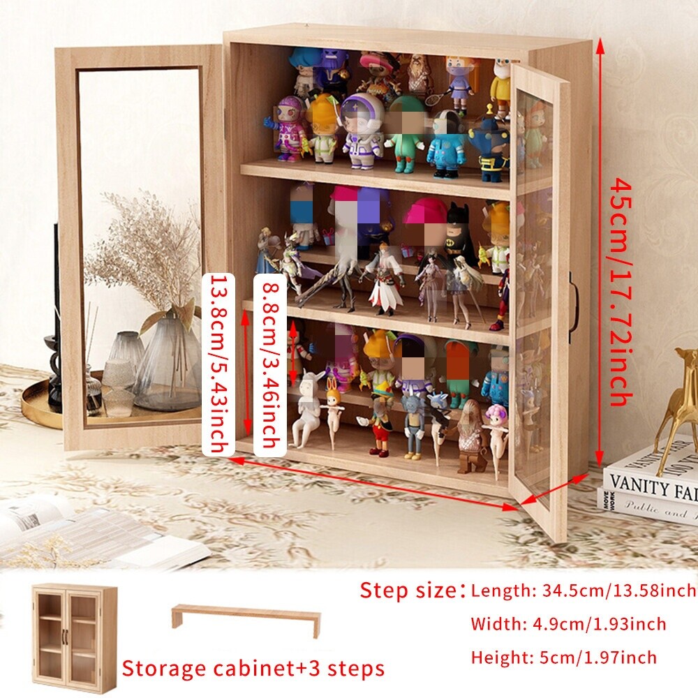 US Wood Toy Car Model Display Cabinet Collection Storage Box with Acrylic Door