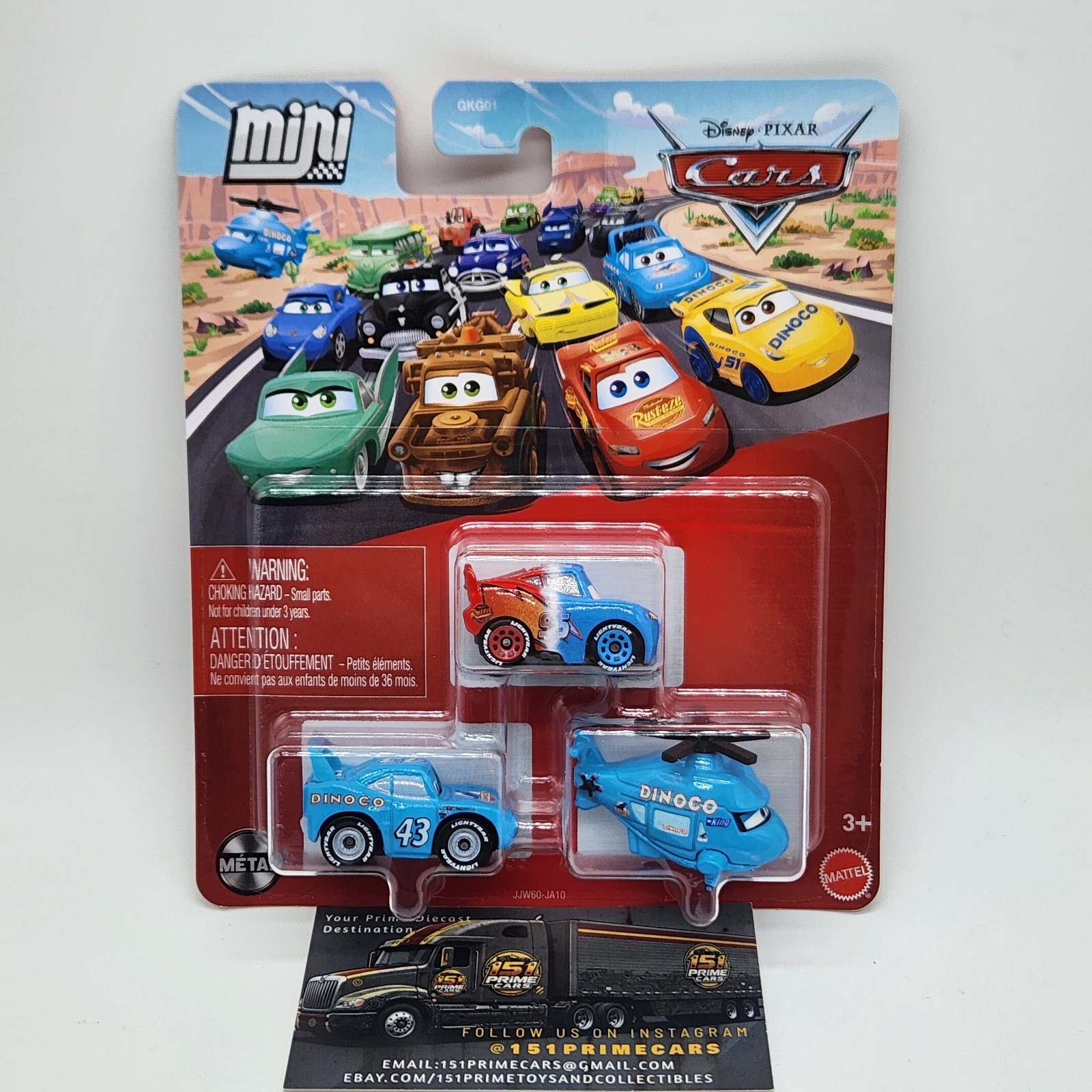 Disney Pixar Cars Mini Racers Team Dinoco. Transforming McQueen Helicopter King