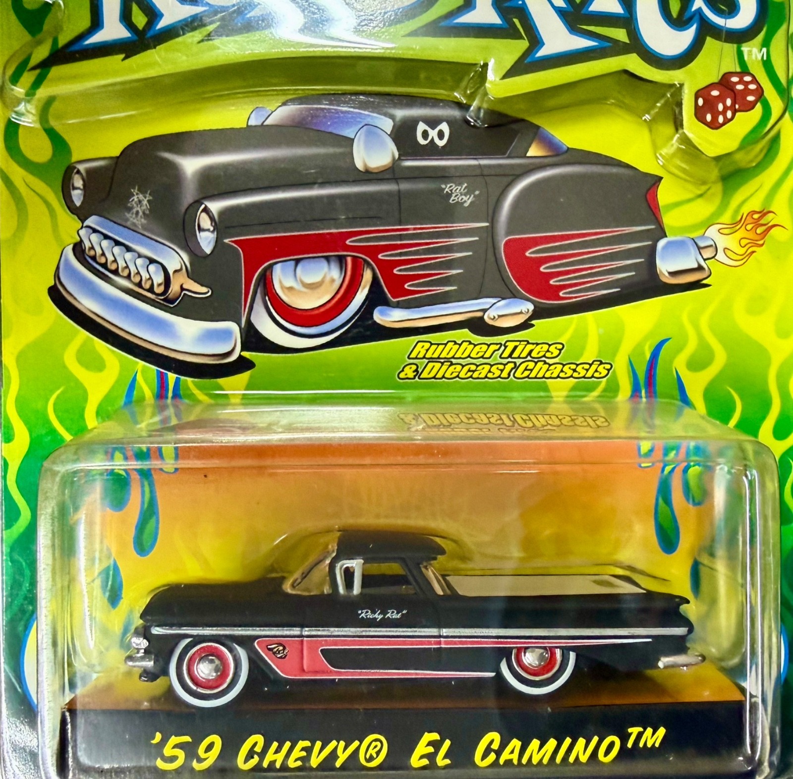 Jada 2002 1:64 Road Rats ’59 Chevy El Camino Low Rider Black w/Red Accents NIP