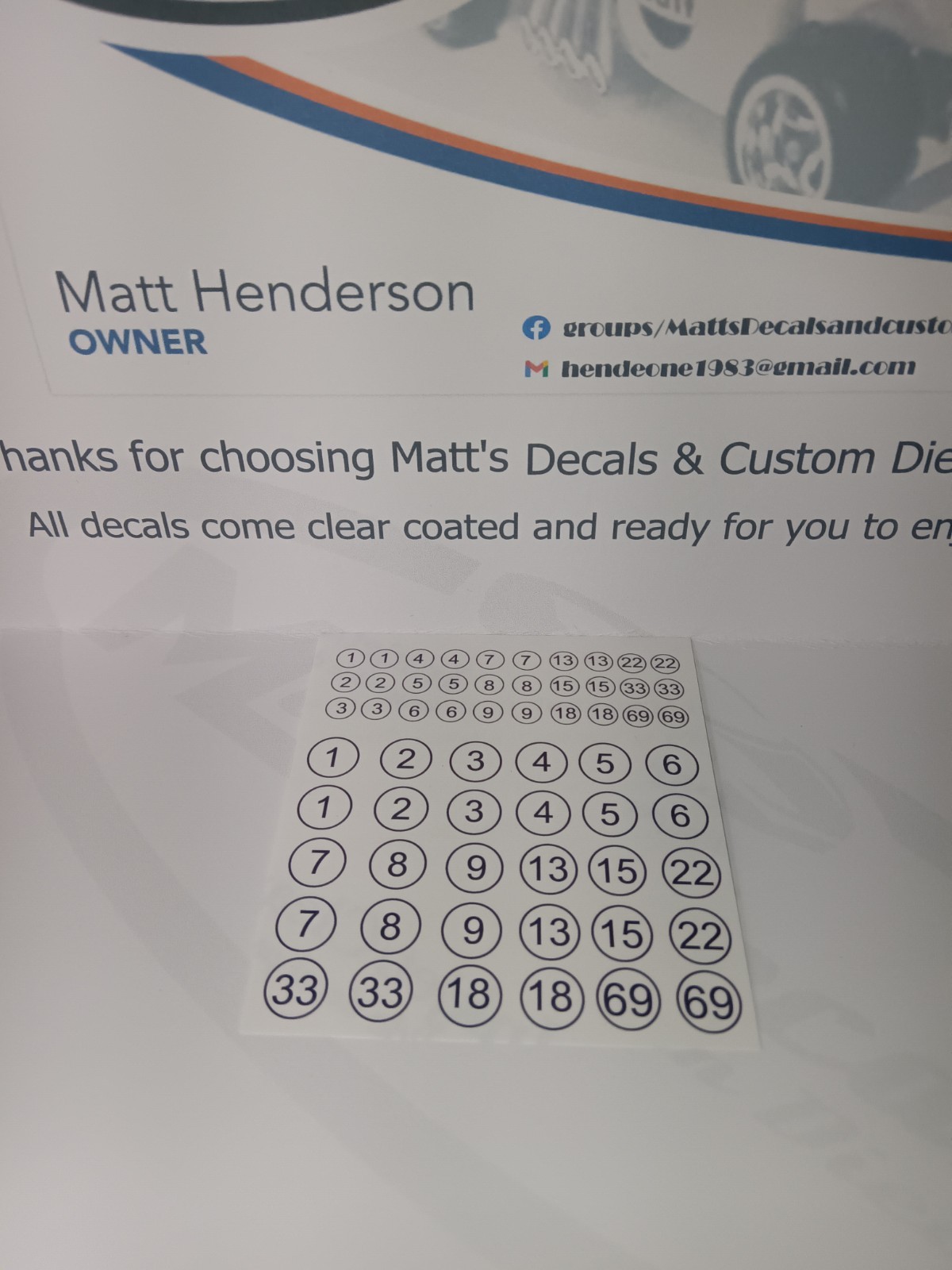 1/64 for hot wheels waterslide decals Racing Numbers MADE IN THE USA!