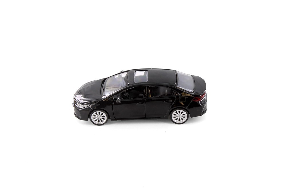 Black Toyota Corolla Diecast Toy with Pullback Action 1/43 Scale 4.25 Inches Lon