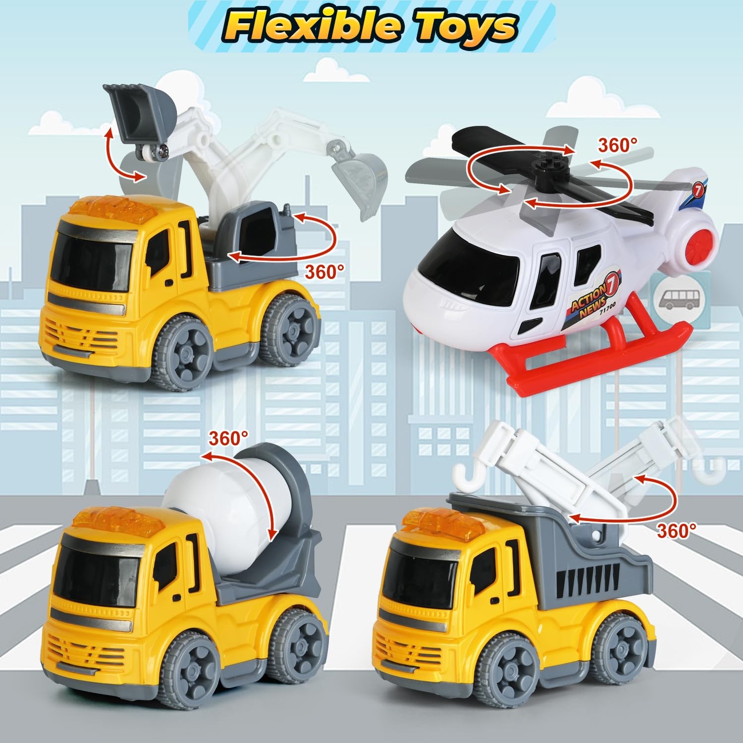Toddlers Truck Toys,Boy Toys Gifts for 1 2 3 Years Old,5 in 1 Construction Tr…
