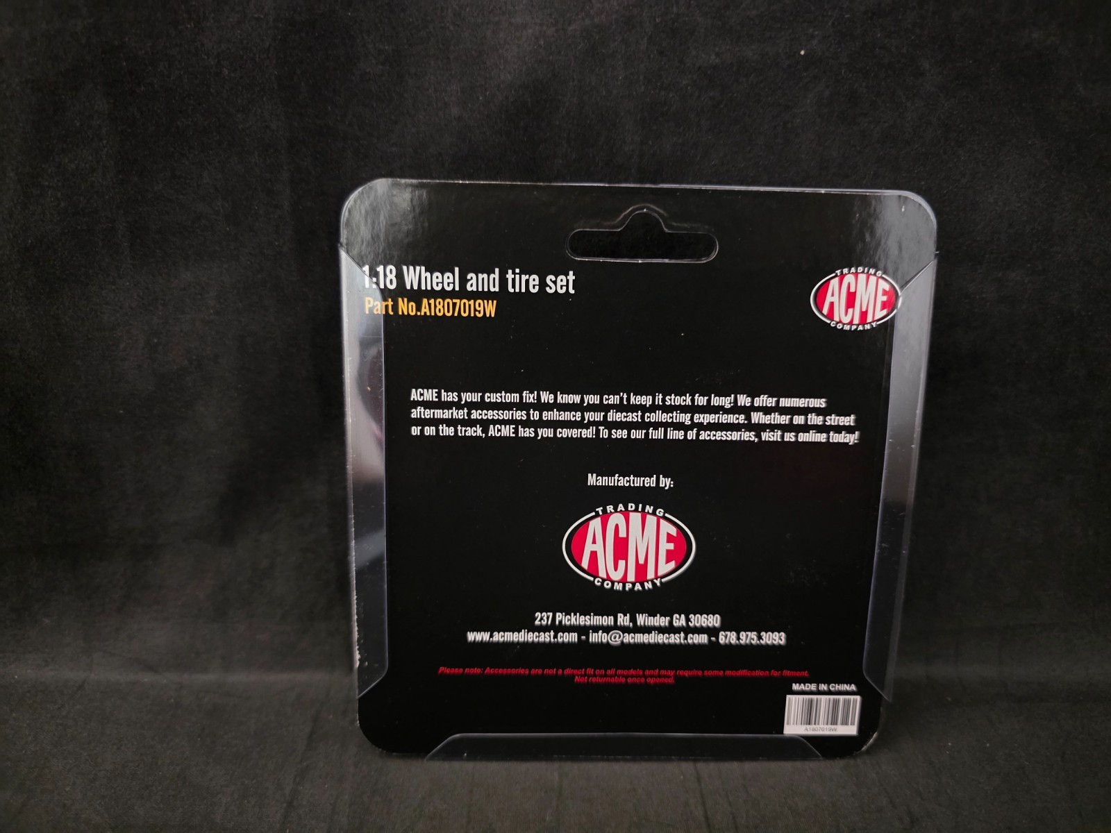 ACME 1:18 Scale Drag Wheel and Tire Set – A1807019W