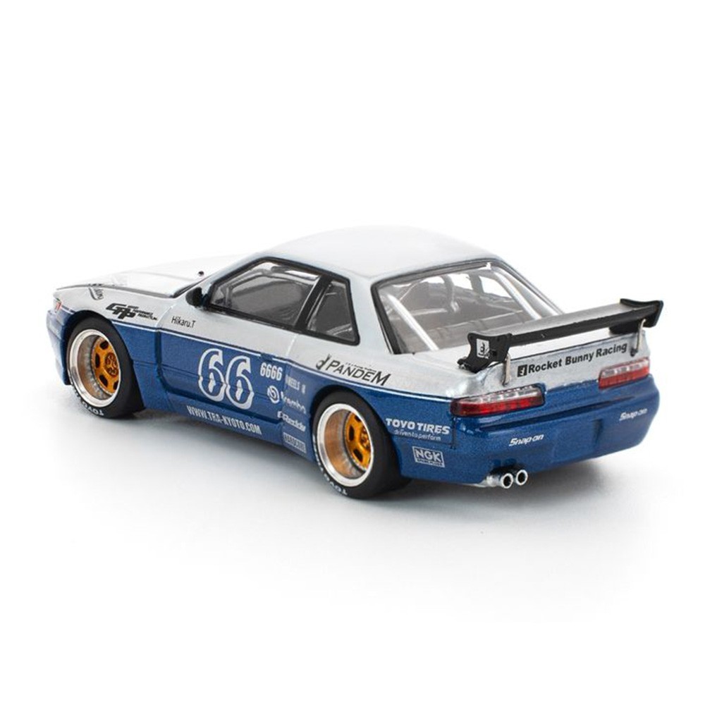 Pop Race 1:64 Nissan Silvia S13 Pandem #66 Moontech Blue Diecast PR640264