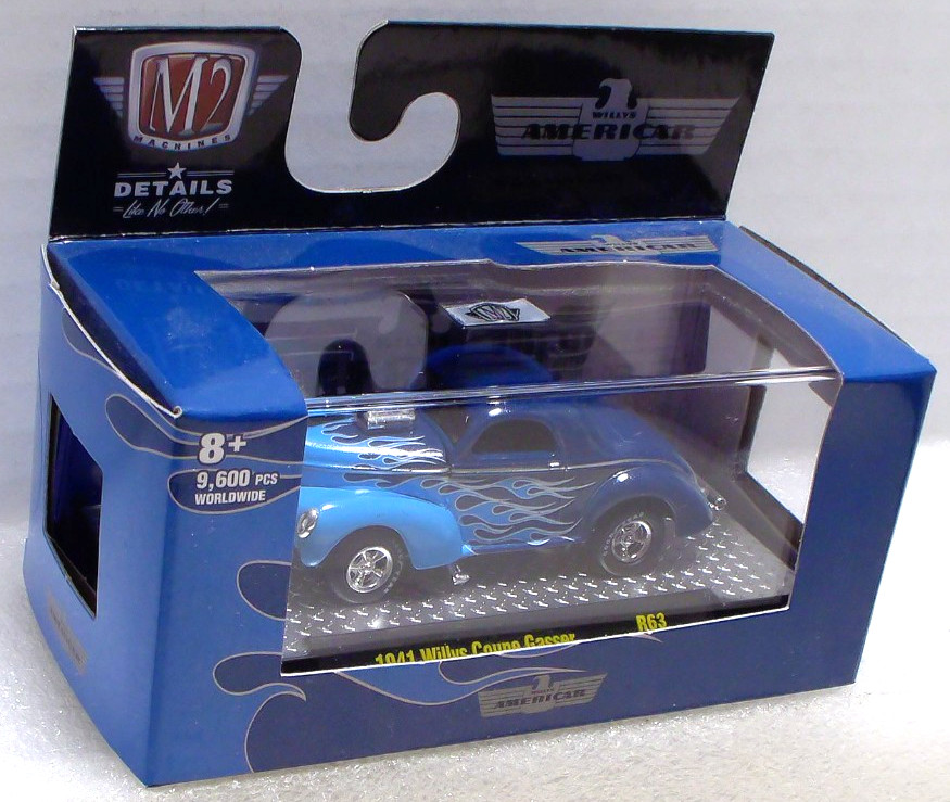 M2 Machines 1941 Willys Coupe Gasser 1:64 Diecast Blue Flames