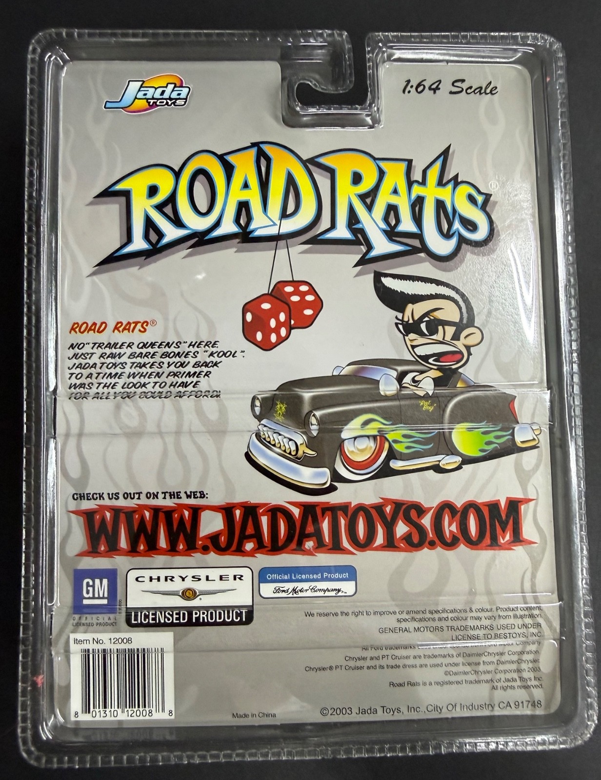 Jada 2003 1:64 Road Rats ’62 Cadillac Series 62 Black w/Flames NIP