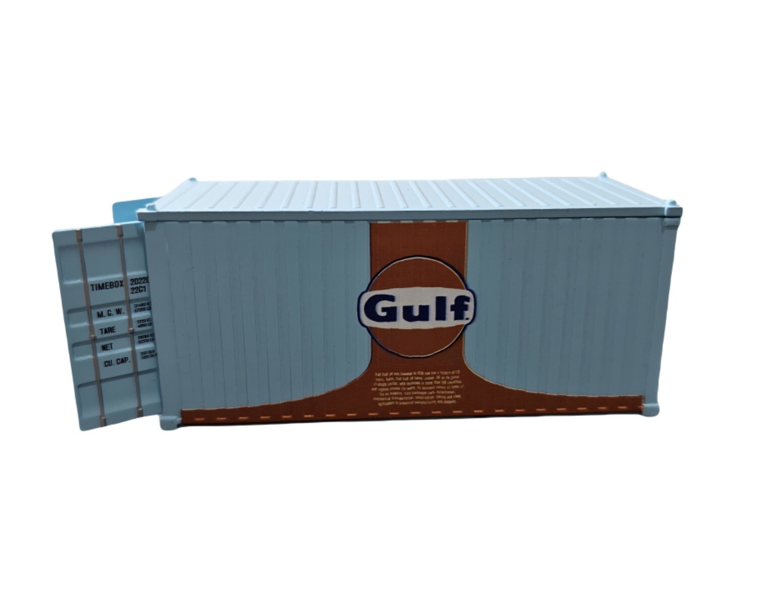 1:64 Alloy Gulf Painted 20′ Container Box Model Miniature Scene Barn Door Open