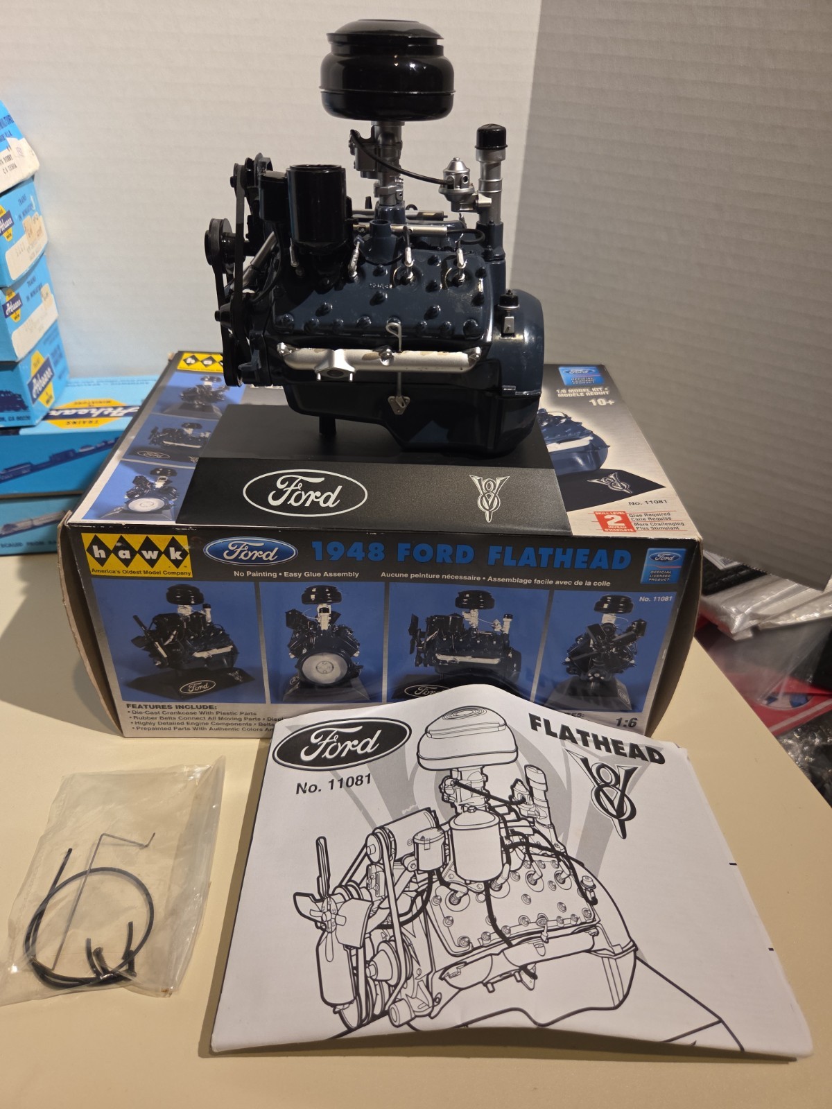 Hawk 1948 Ford Flathead V8 Diecast Engine 1:6 Scale Skill Level 2 Build Clean