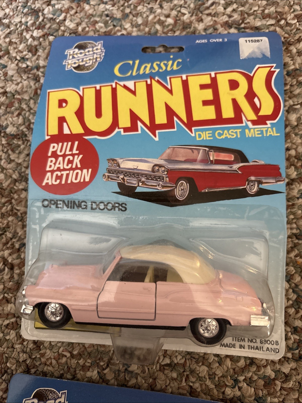 Set of 3 Road Tough Classic Runners Die-Cast Cars ~pull Back Action Opening Door