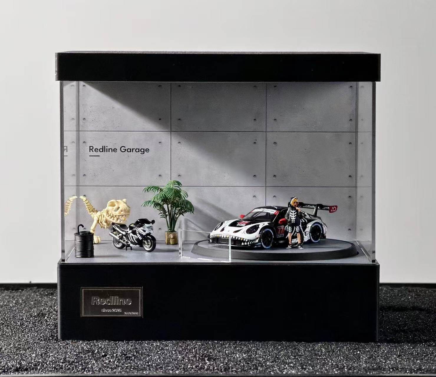 Rotating Car Display Case LED Showroom Acrylic Diorama Display Box Garage