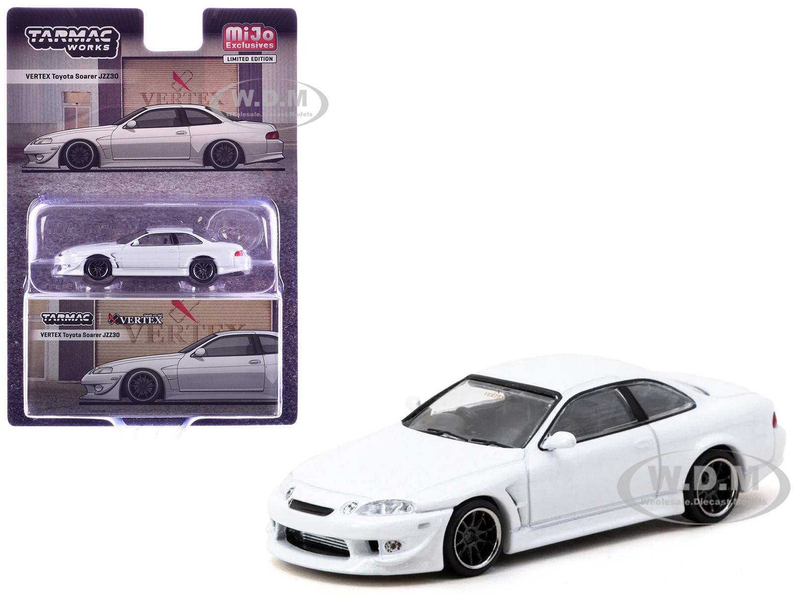 TOYOTA VERTEX SOARER JZZ30 RHD WHITE 1/64 DIECAST BY TARMAC WORKS T64G-080-WH
