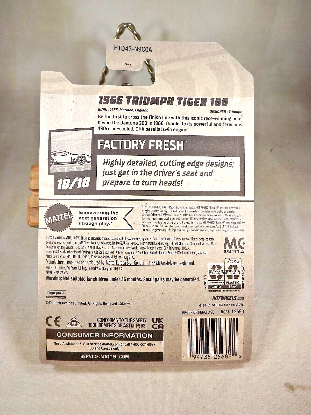 2024 Hot Wheels #190 Factory Fresh 10/10 1966 TRIUMPH TIGER 100 Blue w/MC4 Sp