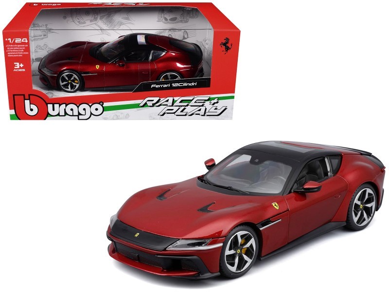 BBURAGO RACE + PLAY FERRARI 12 CILINDRI 1/24 DIECAST MODEL RED METALLIC 26033