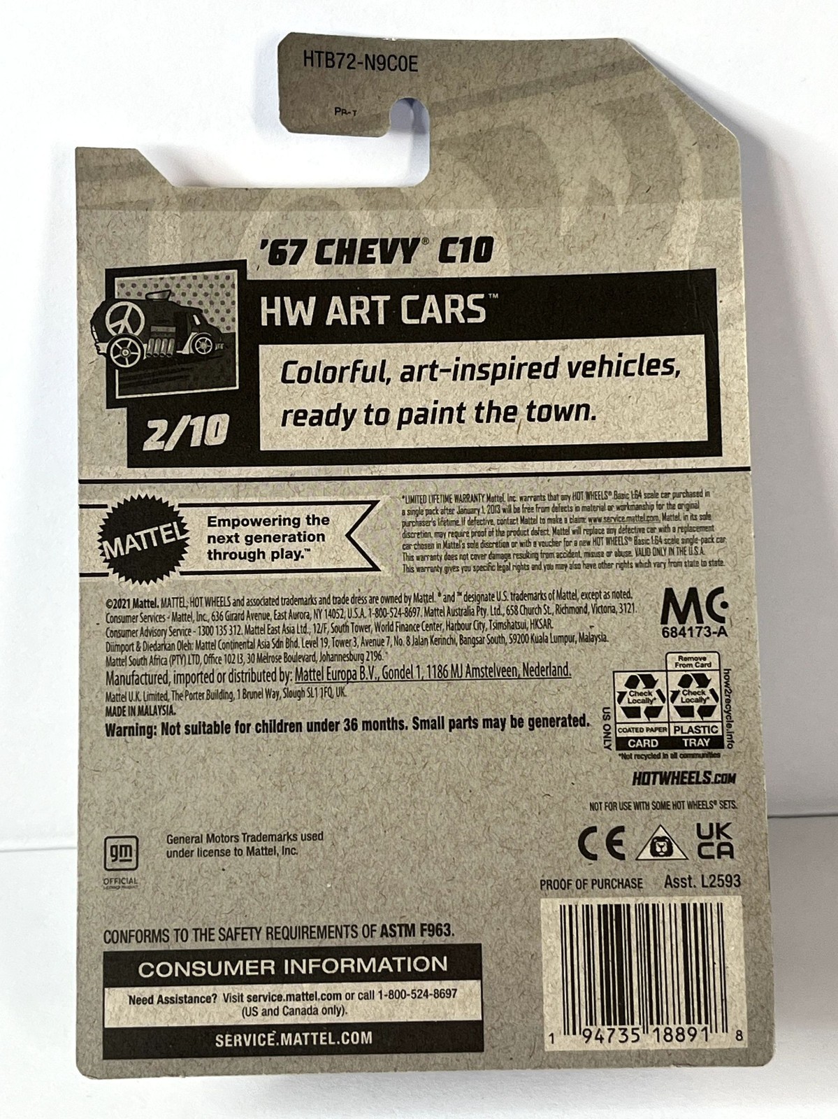 Hot Wheels 1967 Chevy C10 Art Cars Keep Driving 83/250