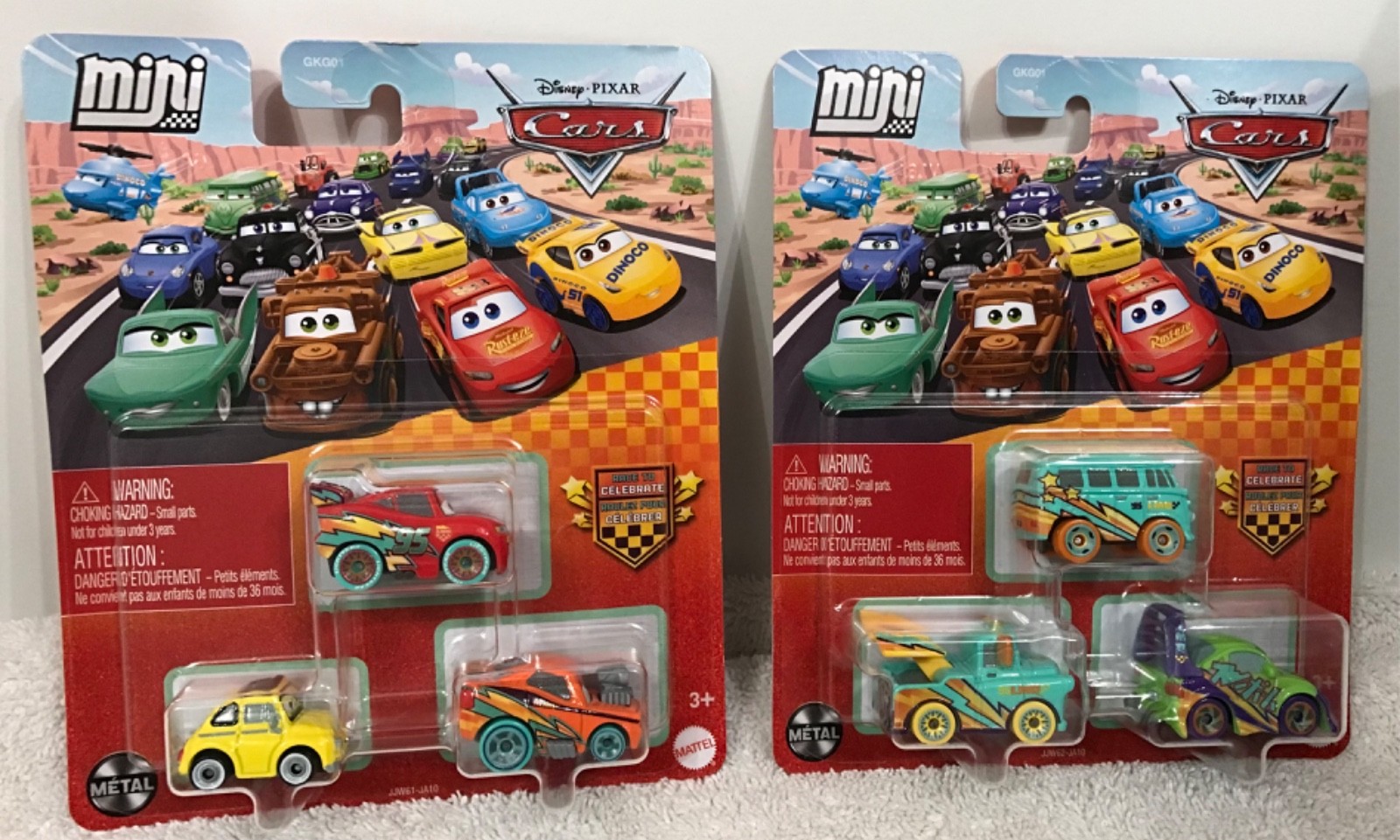 DISNEY PIXAR CARS ~ RACE TO CELEBRATE ~ MINI RACERS 3 PACK ~ SET OF 2