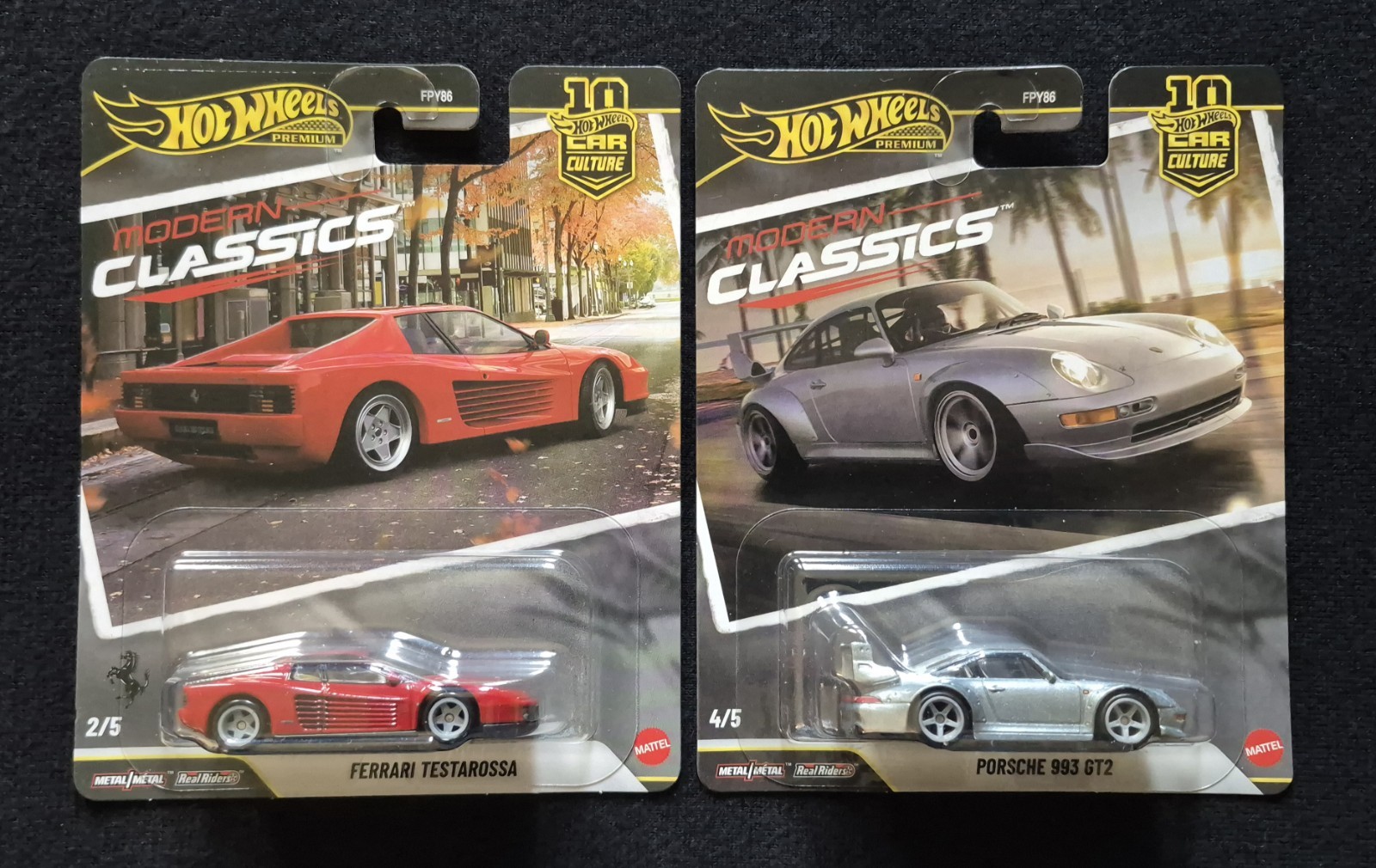 Hot Wheels PORSCHE 993 GT2, FERRARI TESTAROSSA Modern Classics LOT/2 1:64 Scale