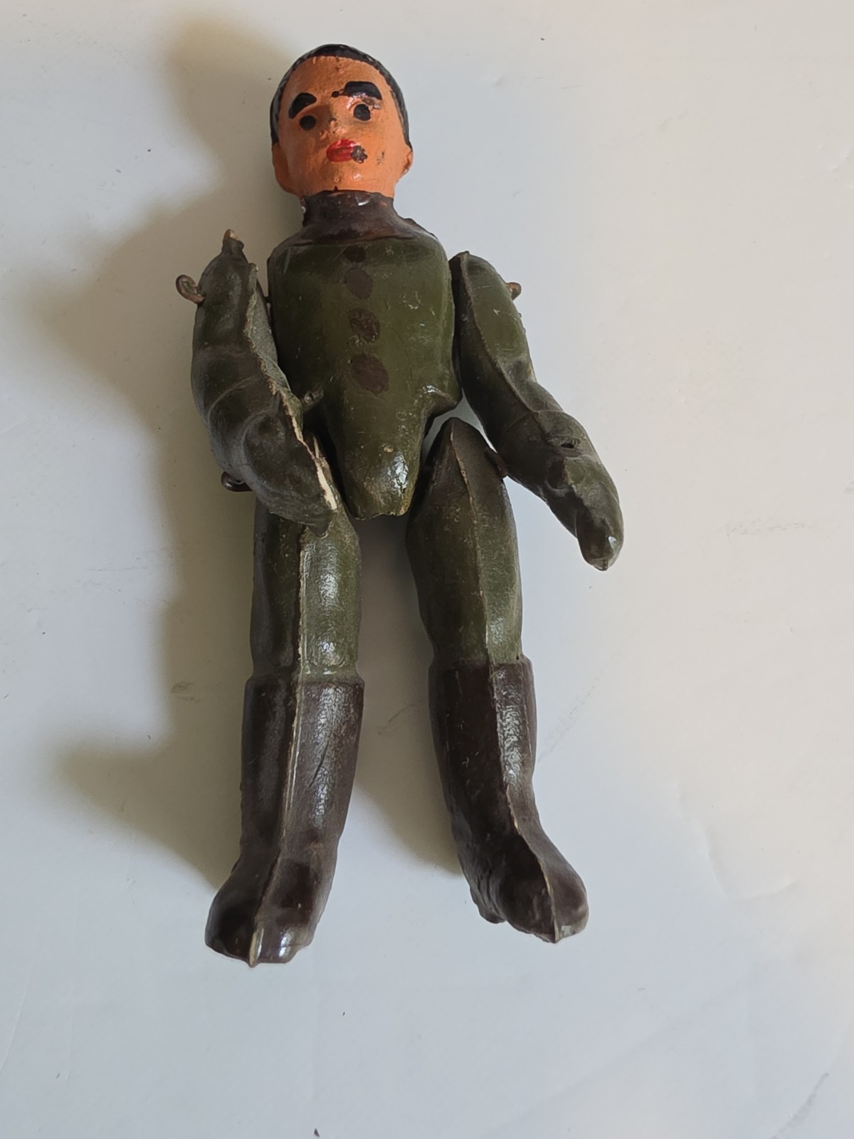 Vintage Pressed Steel Willys Jeep Military Toy w/ Driver France? 1940s 1950s