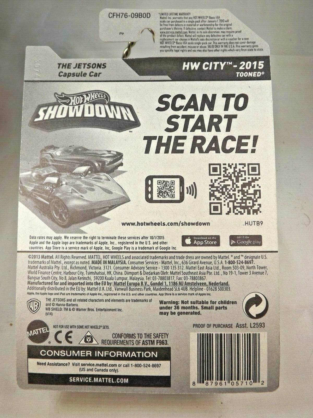 2015 Hot Wheels #57 HW City-Tooned THE JETSONS CAPSULE CAR Lime-Green ClearOH5sp