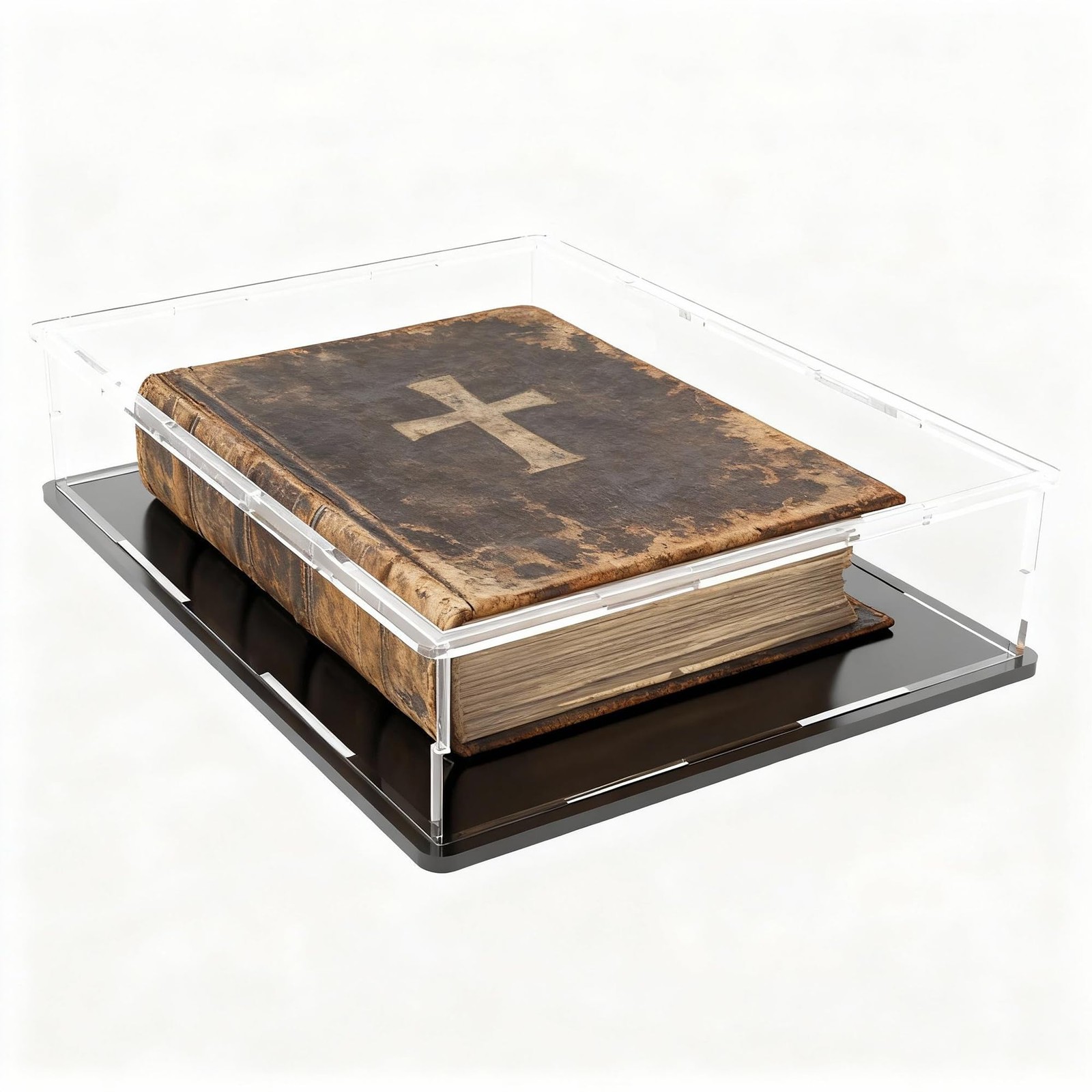 HOPEME Clear Display Case for Book, 10.6×8×2.4 inch, Black Base and Box