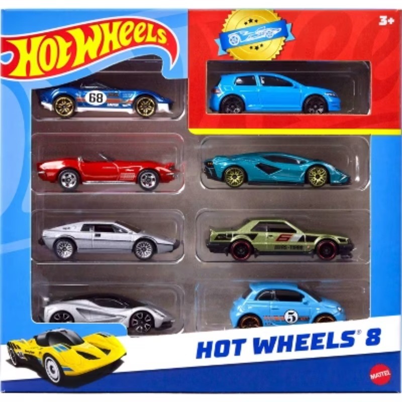 Cars& Trucks Set with 1 Exclusive Car-1:64 Scale – 8pk Vehicle styles are random