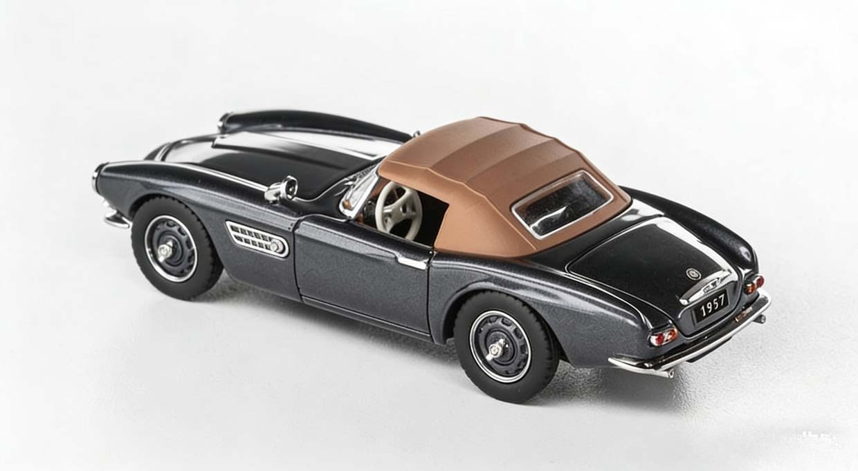 GFCC 1:64 Gray 1957 507 Hard Top Classic Sports Model Diecast Metal Car