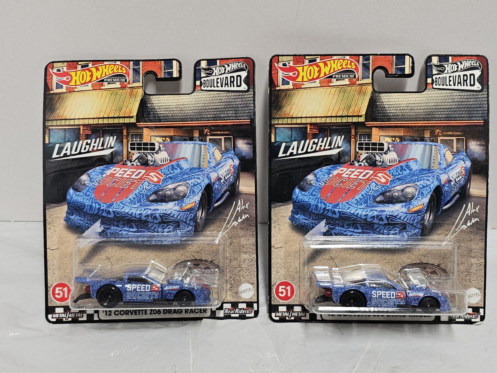 Lot Of 2- Hot Wheels #51 Premium Boulevard ’12 Corvette Z06 Drag Racer Laughlin