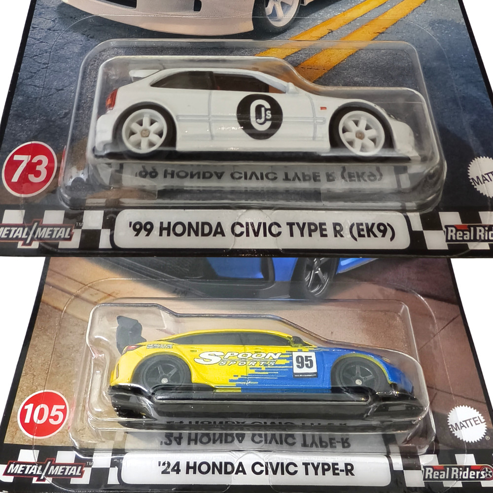 Hot Wheels 1999 Honda Civic Type-R & 2024 Honda Civic Type-R JDM 2pcs Lot