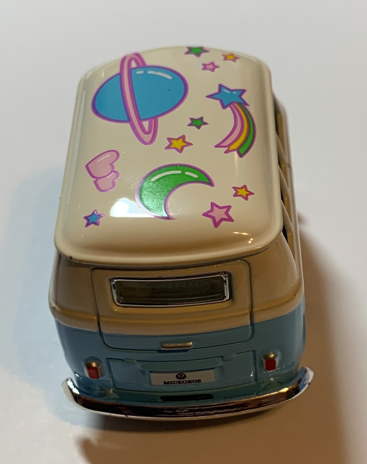 Kinsfun Light Blue with Design Little Van Volkswagen Die Cast Metal