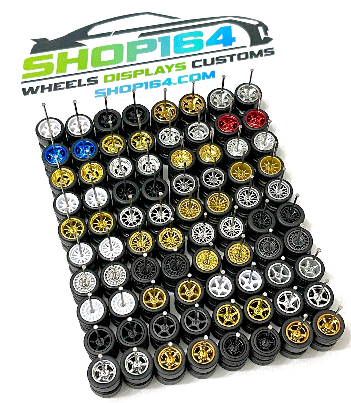 10 Wheel Sets Variety Pack MIX Real Rider Wheels w/ Rubber Tires for 1/64 Scale