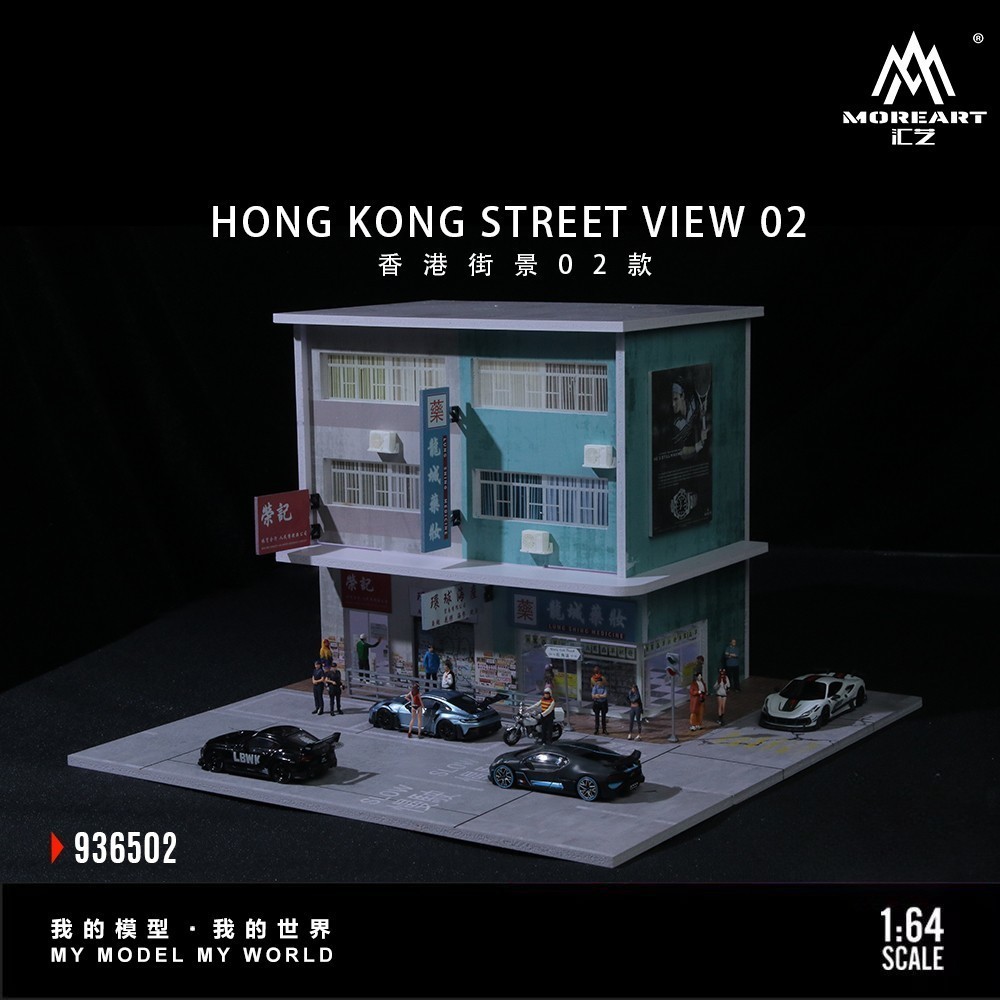 Diorama 1/64 Die-Cast Car Garage Model City LED Street Buildings Scene Gifts US