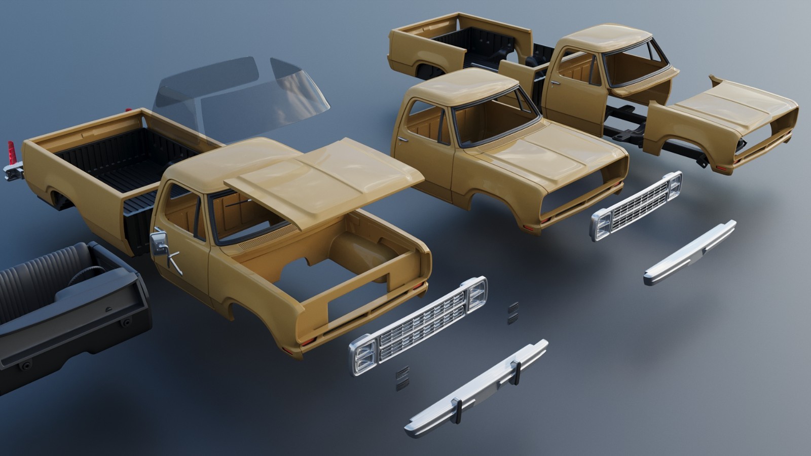 3d printed Dodge Power Wagon W150 1979 model car collectible replica