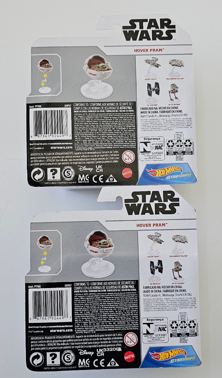 New lot of 2 Hot Wheels Star Wars Starships Hover Pram Diecast Cars