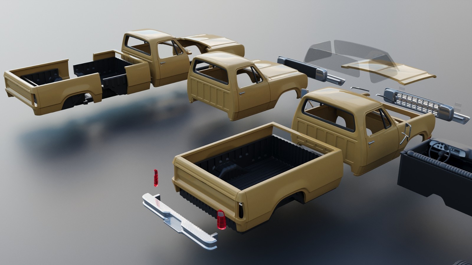 3d printed Dodge Power Wagon W150 1979 model car collectible replica