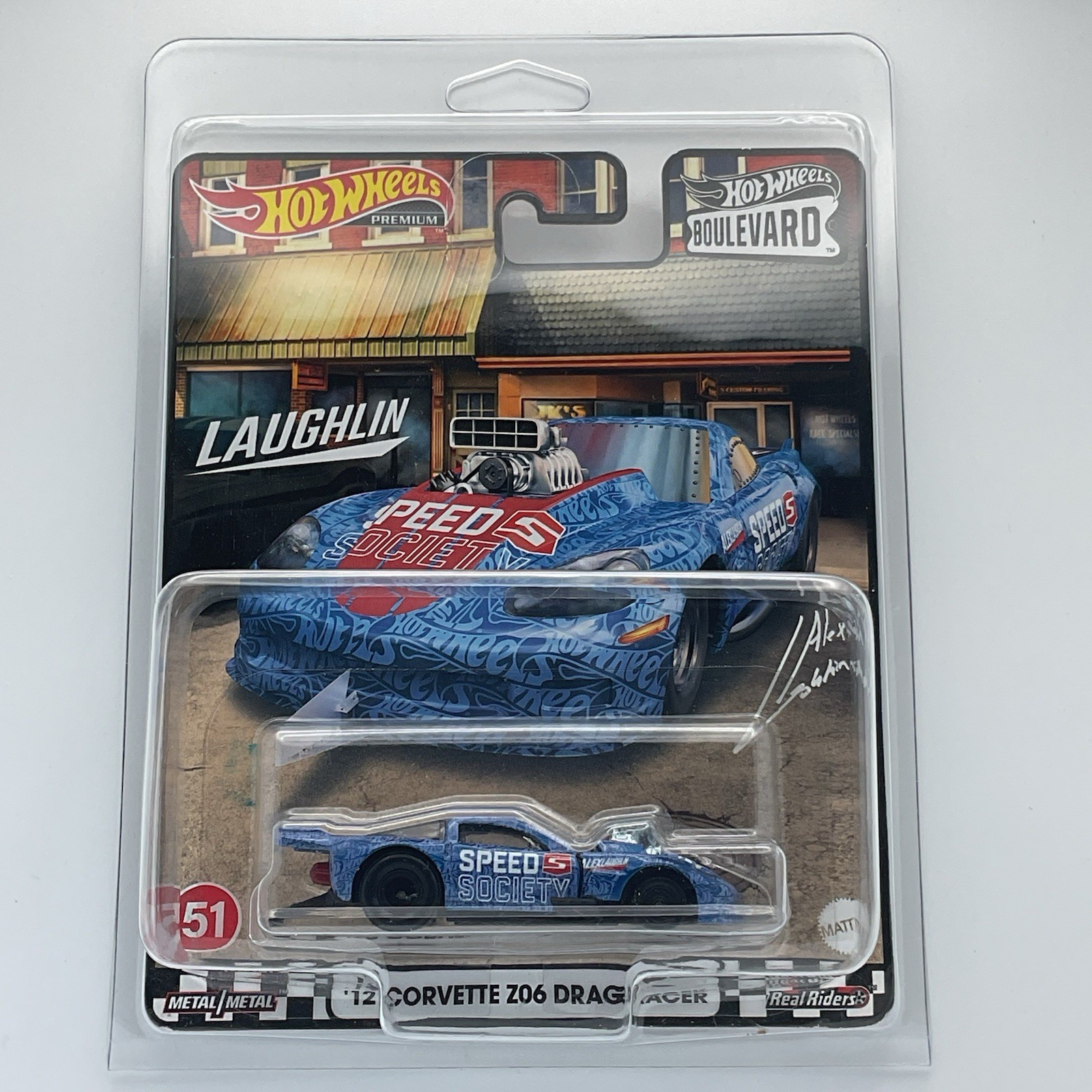 Hot Wheels Premium Boulevard ’12 Corvette Z06 Drag Racer Alex Laughlin Protector