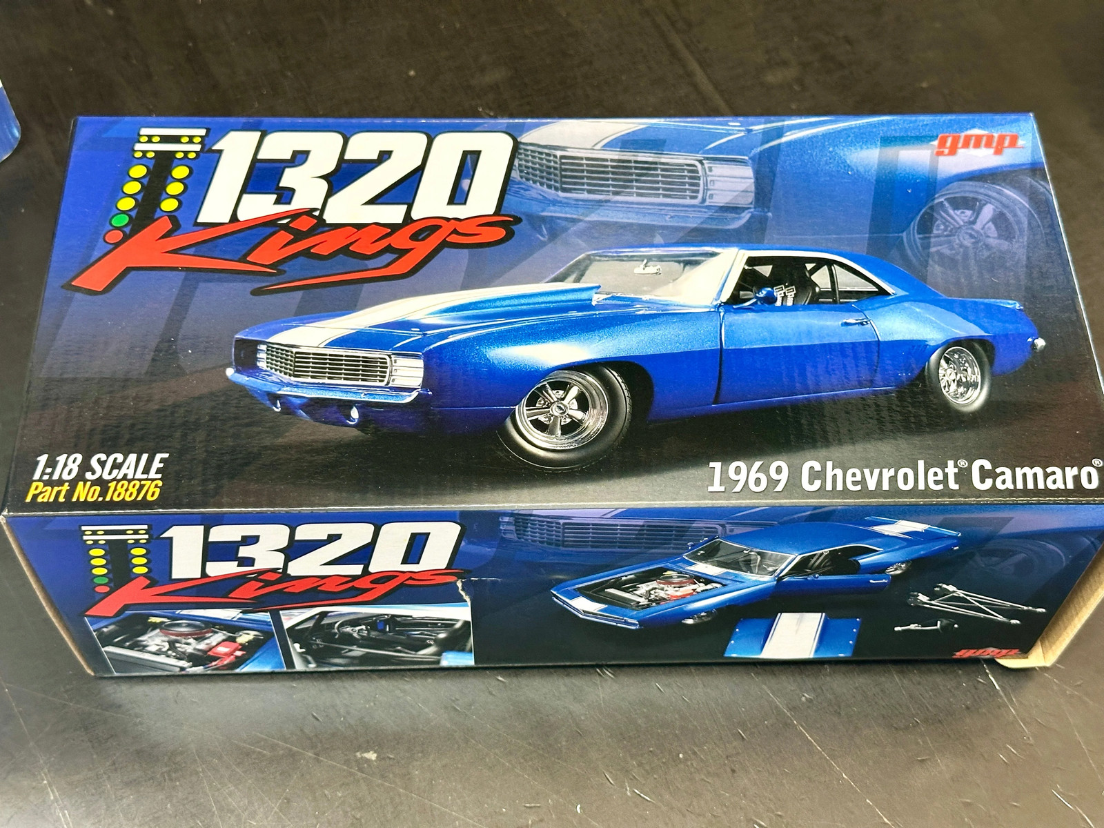 1:18 1969 Chevrolet Camaro — 1320 Drag Kings — Blue — GMP